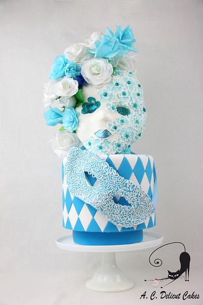 Masks in blue - Sweet World Carnival Collaboration  - Cake by Artym 