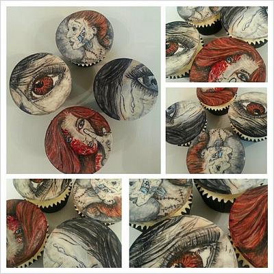 handpainted gothic art cupcakes i loovvveeee these ...  - Cake by kaykes