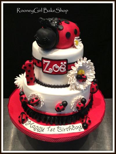 Ladybug 1st Birthday  - Cake by Maria @ RooneyGirl BakeShop