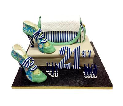 Designer handbag, shoes and shoe box  - Cake by Designerart Cakes