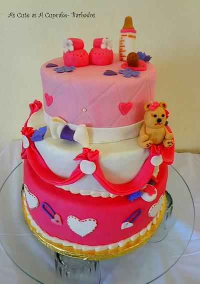 Sweet Baby Girl Tiered Shower Cake - Cake by Joanna