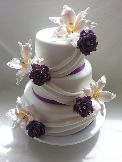 Lily & Rose Wedding Cake - Cake by Bubbycakes