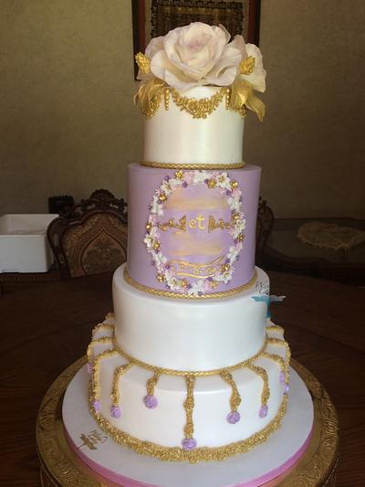 PURPLE AND GOLD WEDDING CAKE - Cake by wisha's cakes