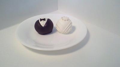 Bride and Groom Cake Balls - Cake by Kimberly Cerimele