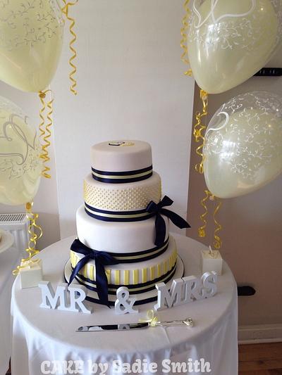 Navy & Yellow Wedding Cake - Cake by Sadie Smith