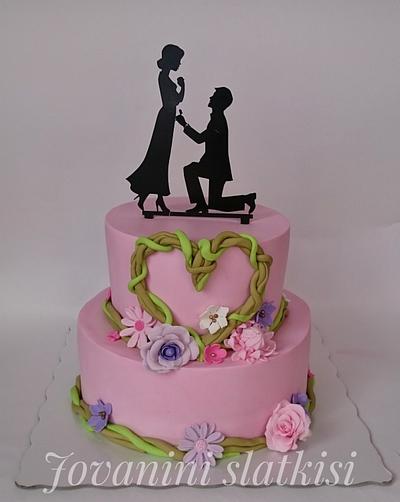 Pink engagement cake - Cake by Jovaninislatkisi