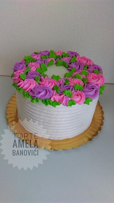 pink purple easy roses cake - Cake by Torte Amela
