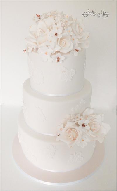 Ivory and Gold wedding cake  - Cake by Sharon, Sadie May Cakes 