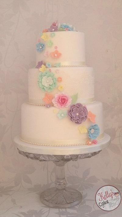 Pretty Pastel Wedding - Cake by Kelly Hallett