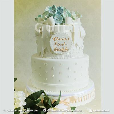 All White 1st Birthday - Cake by Guilt Desserts