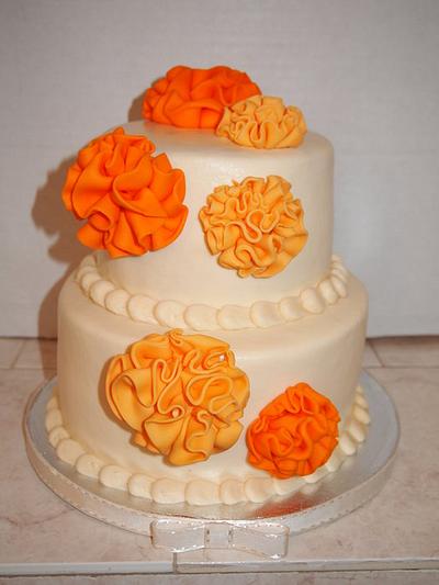 Orange Pom Pom Flowers - Cake by Christie's Custom Creations(CCC)