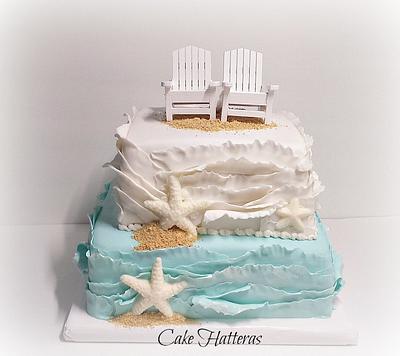 Teal Waves - Cake by Donna Tokazowski- Cake Hatteras, Martinsburg WV