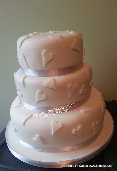 3 Tier Wedding Cake with Hearts - Cake by Jo's Cakes