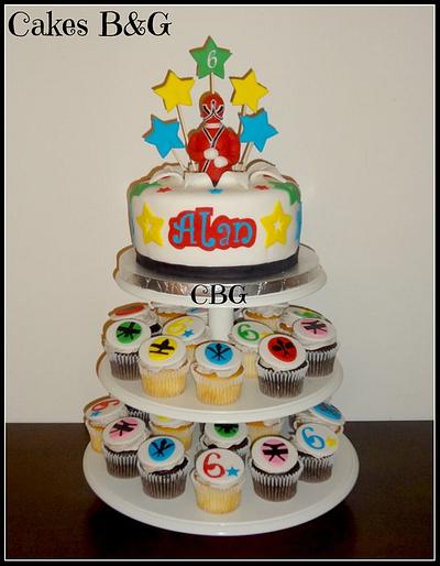 Power Rangers cake and matching cupcakes - Cake by Laura Barajas 