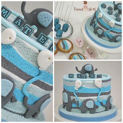 baby shower elephant cake - Cake by Ponona Cakes - Elena Ballesteros
