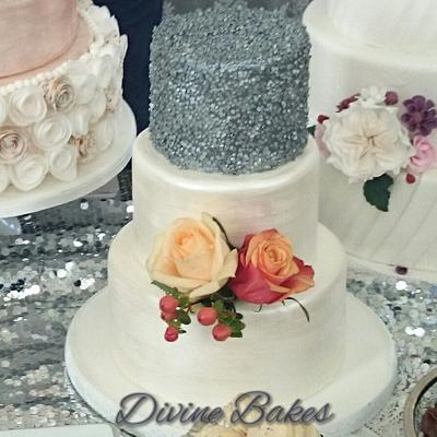 A touch of glam wedding cake.  - Cake by Divine Bakes