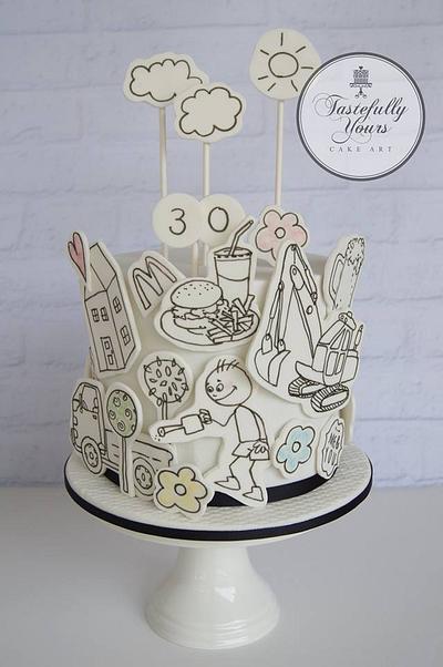Doodle cake - Cake by Marianne: Tastefully Yours Cake Art 