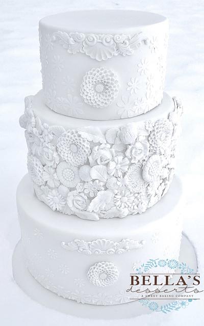White on White Bas Relief Wedding Cake - Cake by Lauren Cortesi