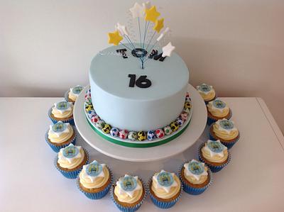 Man city cupcakes and cake - Cake by The Buttercream Kitchen