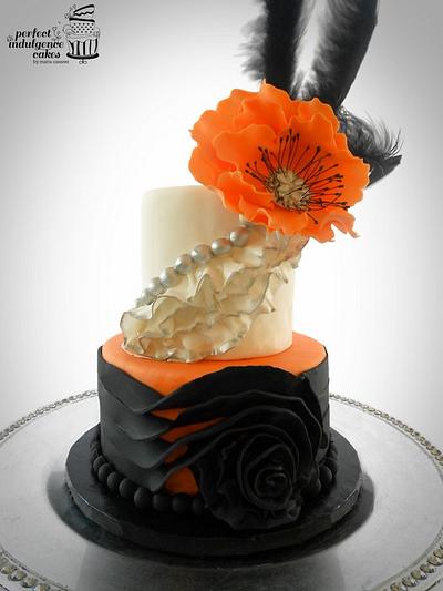 Ruffles and Flowing Flower - Cake by Maria Cazarez Cakes and Sugar Art