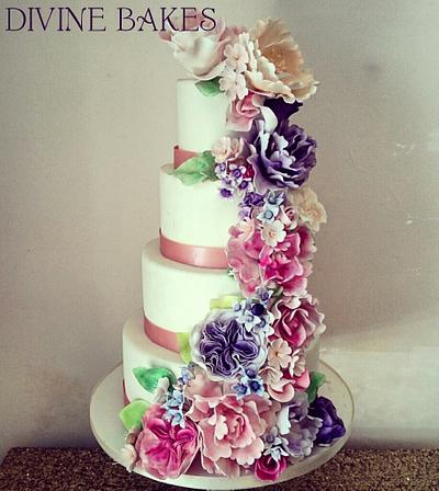 Cascading Flowers  - Cake by Divine Bakes