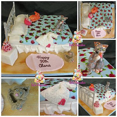 Cat on a bed! - Cake by Sal's Cupcakes