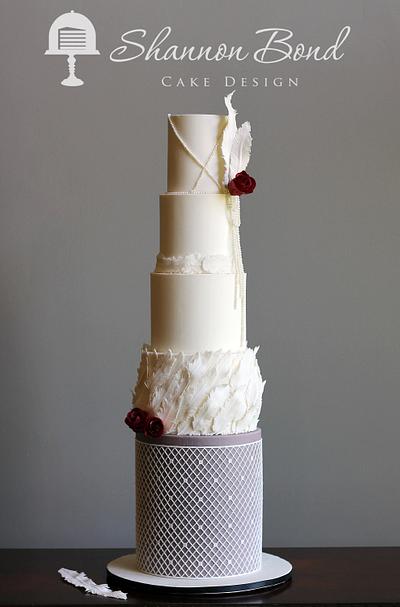 Vintage Feather Wedding Cake - Cake by Shannon Bond Cake Design