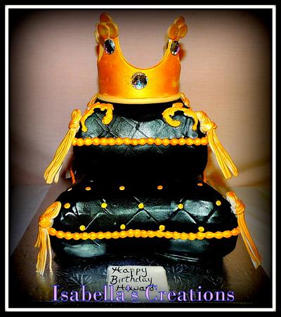 Black and Gold King Pillow cake - Cake by Isabella's Creations
