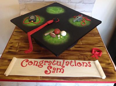 Sports Graduation cake - Cake by Sue's Sugar Art Bakery 
