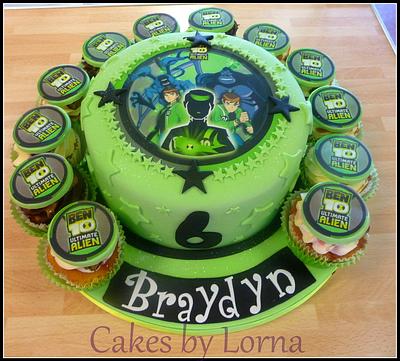 Ben 10 Birthday Cake and Cupcakes - Cake by Cakes by Lorna