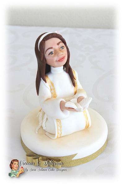 1st communion cake topper for Rebecca - Cake by Sara Solimes Party solutions