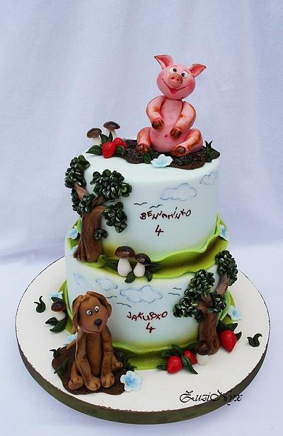 Pig and dog for litte boys - Cake by ZuziNyx