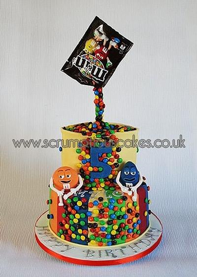M&M Gravity Defying Cake - Cake by Scrumptious Cakes