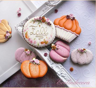 Pumpkins and roses cookies - Cake by Evelindecora