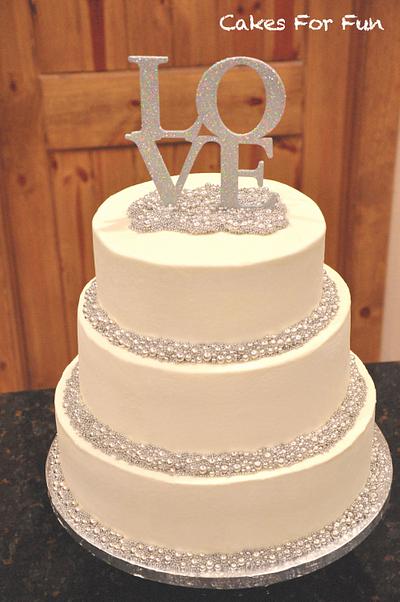 Silver and White Wedding Cake - Cake by Cakes For Fun