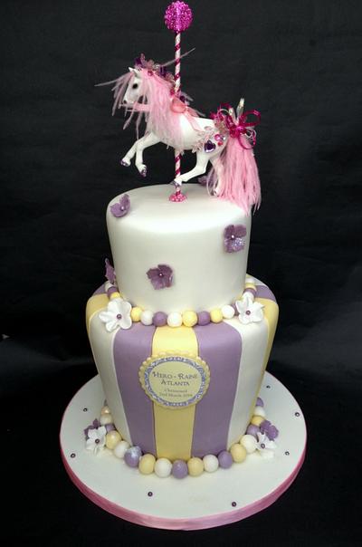 Carousel Horse Christening Cake - Cake by Chocomoo