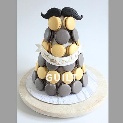 Grey and Yellow Macaron Tower - Cake by Guilt Desserts