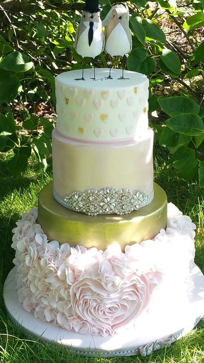 Pink ruffles wedding cake - Cake by Scrummy Mummy's Cakes