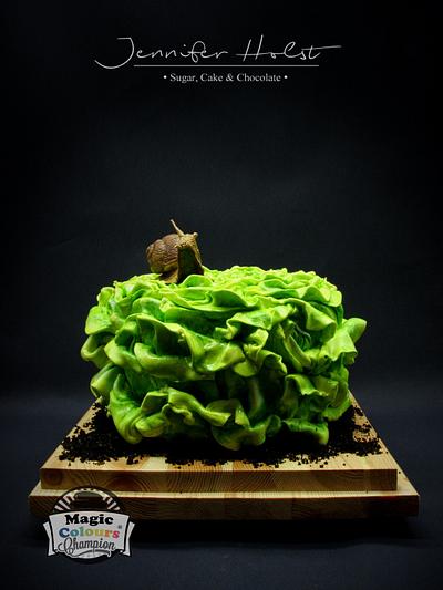 Salad Birthday Cake with sculpted snail - Cake by Jennifer Holst • Sugar, Cake & Chocolate •
