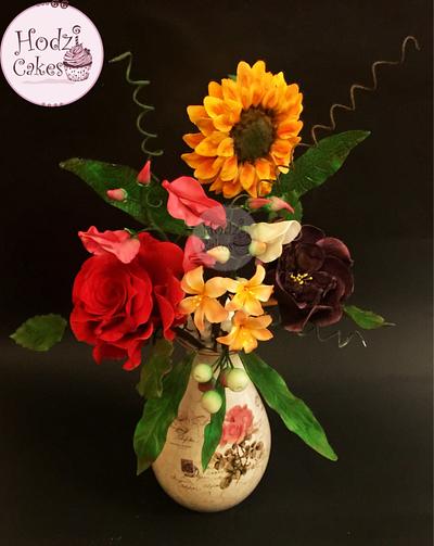 Sugar Flowers Bouquet-AlQaser Competition - Cake by Hend Taha-HODZI CAKES