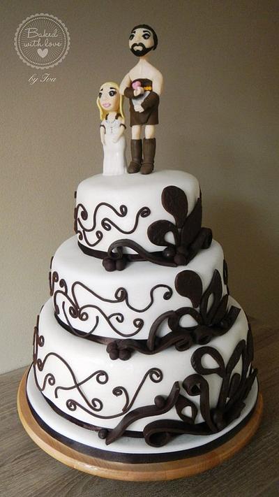 Wedding cake with chocolate decorating - Cake by daphnia