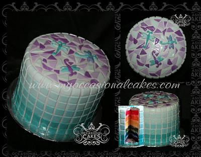 Dragonfly Mosaic Ombre - Cake by Occasional Cakes