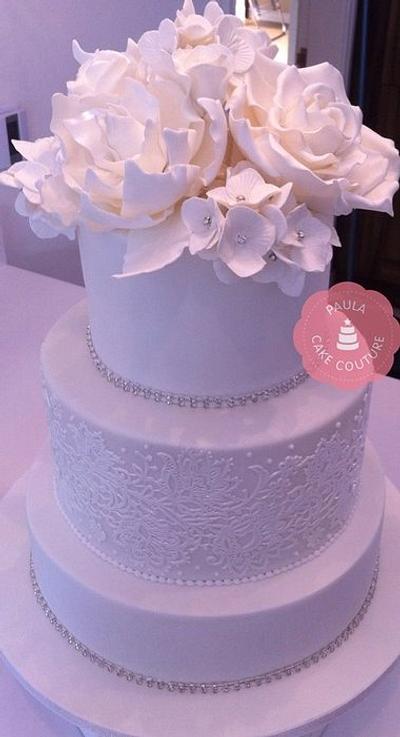 Purity Lace and Diamanté  - Cake by Paulacakecouture