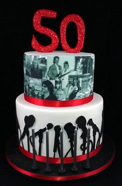 Microphone Silhouette 50th Birthday Cake - Cake by Lisa-Jane Fudge