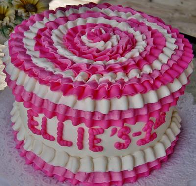 Pink buttercream ruffles - Cake by Nancys Fancys Cakes & Catering (Nancy Goolsby)