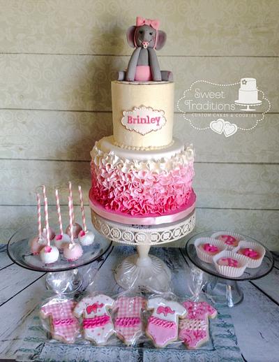 Pink Pachyderms baby girl shower - Cake by Sweet Traditions