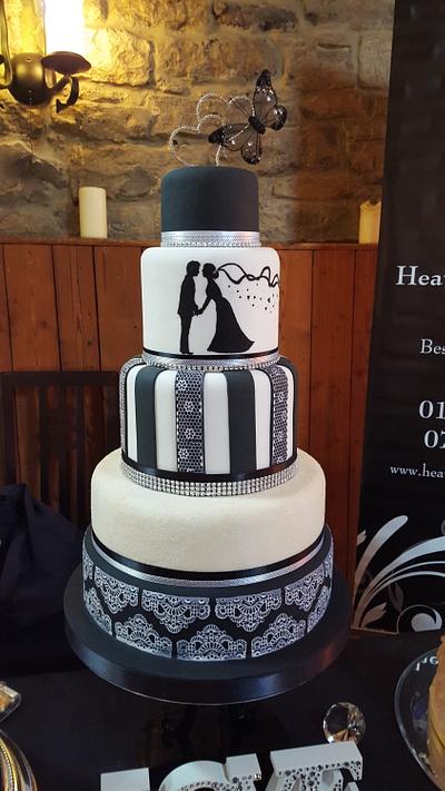 Black & white silhouette wedding cake - Cake by Heathers Taylor Made Cakes