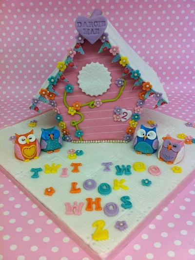 Owl and Birdhouse Cake - Cake by CakeyBakey Boutique