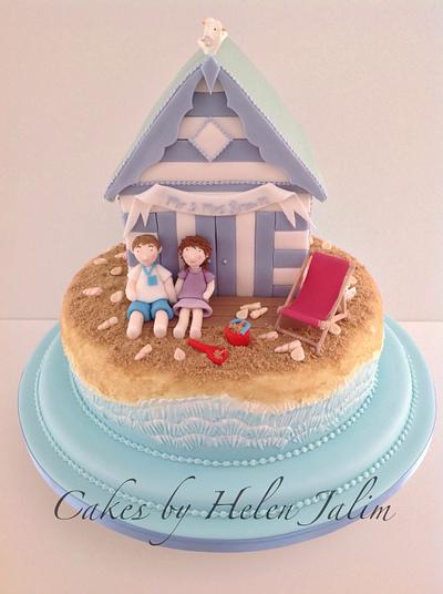 Beach hut wedding - Cake by helen Jane Cake Design 