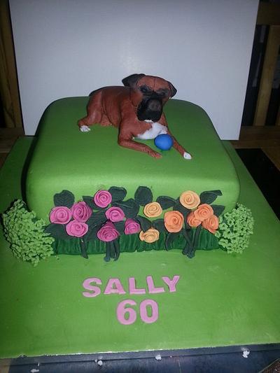 Boxer dog in the garden - Cake by Tracy's Treats